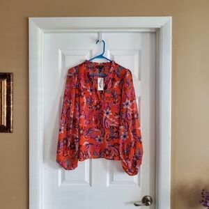 Jessica Simpson Orange Multi Color Floral Blouse
